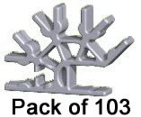 Paket mit 103 K'NEX-4-Weg-Verbindungsstck 3D silbern
