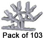 Paket mit 103 K'NEX-4-Weg-Verbindungsstck 3D silbern