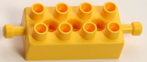 Kid-K'NEX-Baustein 2 x 4 Stangenachse gelb