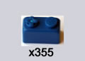 Pack of 355 K'NEX Brick 2 x 1 Blue