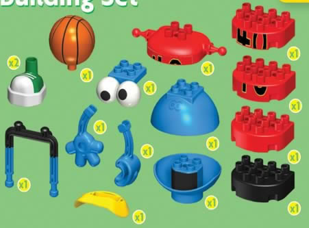 Parts list for Kid K'NEX Cookie Monster's Basketball set