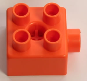 Kid K'NEX Brick 2 x 2 with side connector Orange