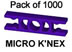 Paket mit 1000 MICRO-K'NEX-2-Weg-Verbindungsstück gerade purpur