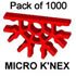 Paket mit 1000 MICRO-K'NEX-5-Weg-Verbindungsstück rot
