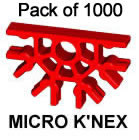 Paket mit 1000 MICRO-K'NEX-5-Weg-Verbindungsstck rot