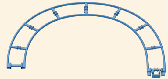 Micro K'NEX-Achtbahn-Gleisbogen blau