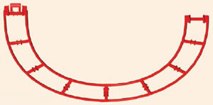 Micro K'NEX-Achtbahn-Gleisbogen rot