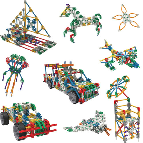 A few of the models from the Classic K'NEX 70 model set