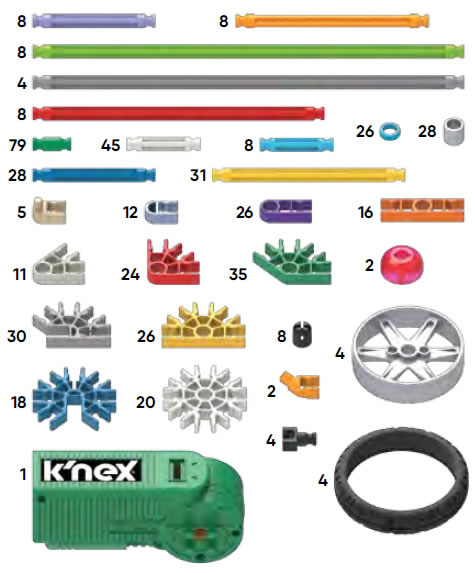 Parts list for Power and Play motorized set