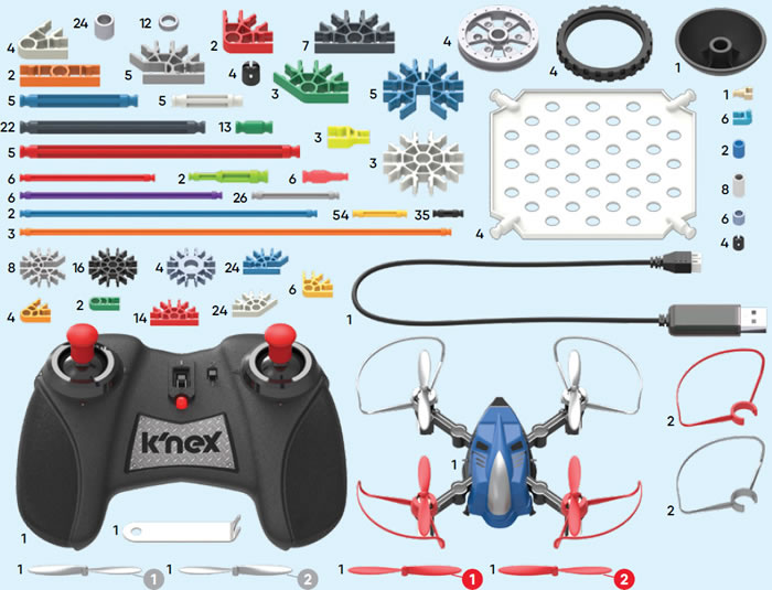 Parts list for Rotokontrol 10-in-1 building set