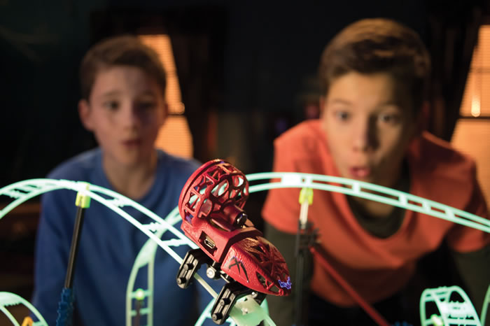 Boys watching Web Weaver coaster