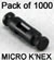 Pack 1000 MICRO K'NEX Rod 14mm Black