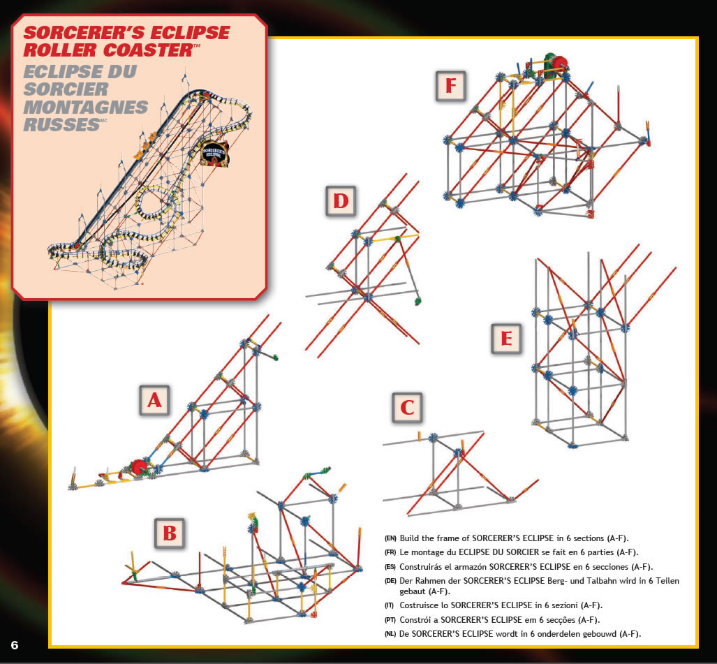 Instruction book image for K'NEX Sorcerer's Eclipse roller coaster