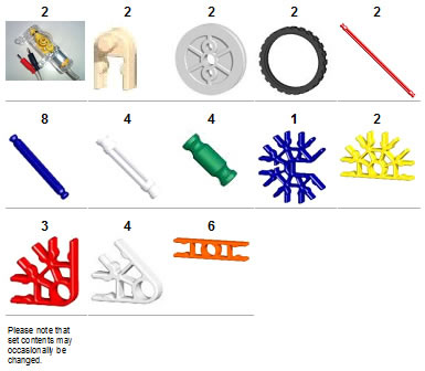 Parts list for K'NEX Dancing Robot kit
