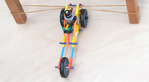 K'NEX Dragster being catapulted