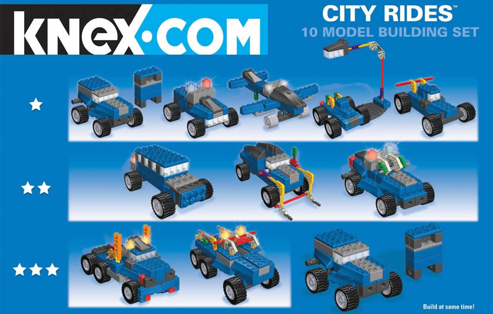Box reverse image for K'NEX City Rides 10-model building set