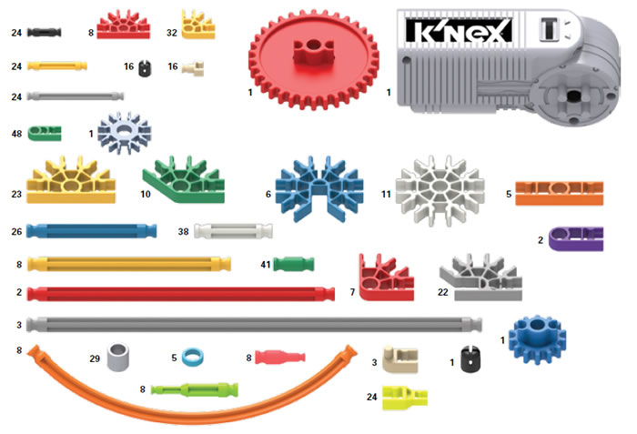 Parts list for K'NEX Swing ride Education set