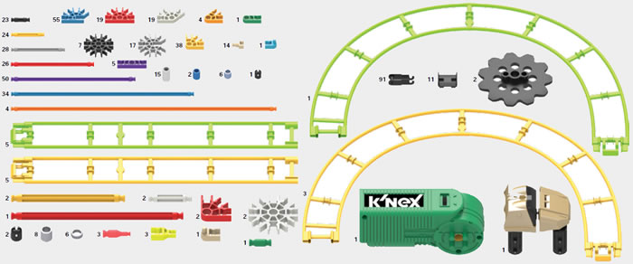 Parts list for K'NEX Roller coaster Education set