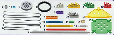 Parts list for Levers and Pulleys building set