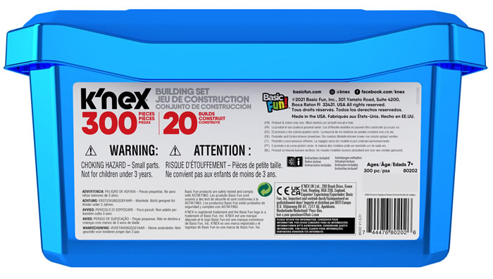 Box reverse image for K'NEX Classics  - 20-model Building Fun Tub