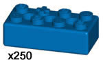 Pack of 250 K'NEX Brick 2 x 4 Blue