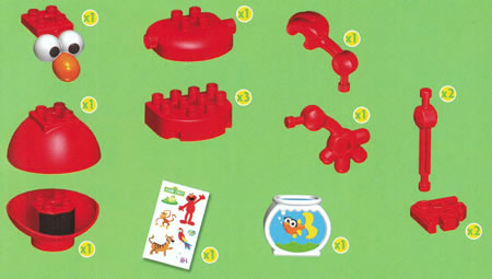 Parts list for Kid K'NEX Elmo Building set