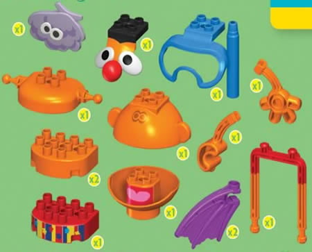 Parts list for Kid K'NEX Swim Time Ernie set