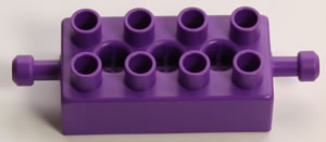 Kid K'NEX Brick 2 x 4 rod axle Purple