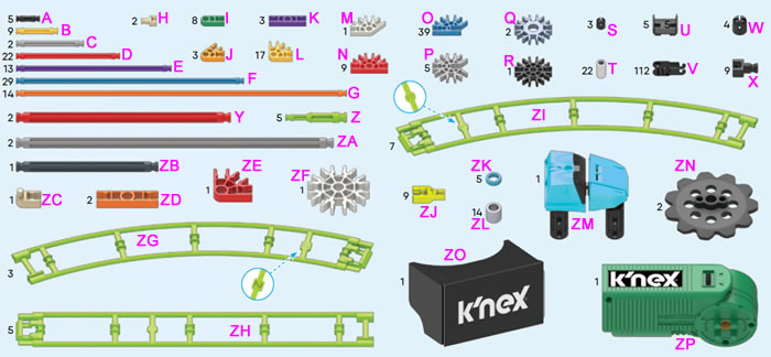MICRO K'NEX Connector 4-way 3D Blue KNEX 20 Pieces 